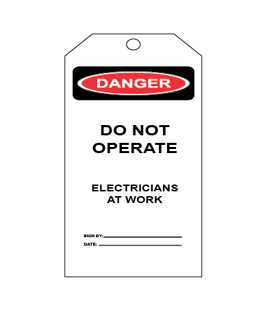 DO NOT OPERATE ELECTRICIANS AT WORK