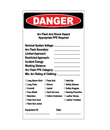 Danger Arc Flash Verification Sheet