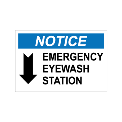 Notice Emergency Eyewash Station With Arrow