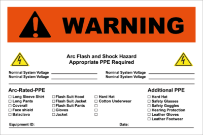 Warning PPE Required Arc Flash